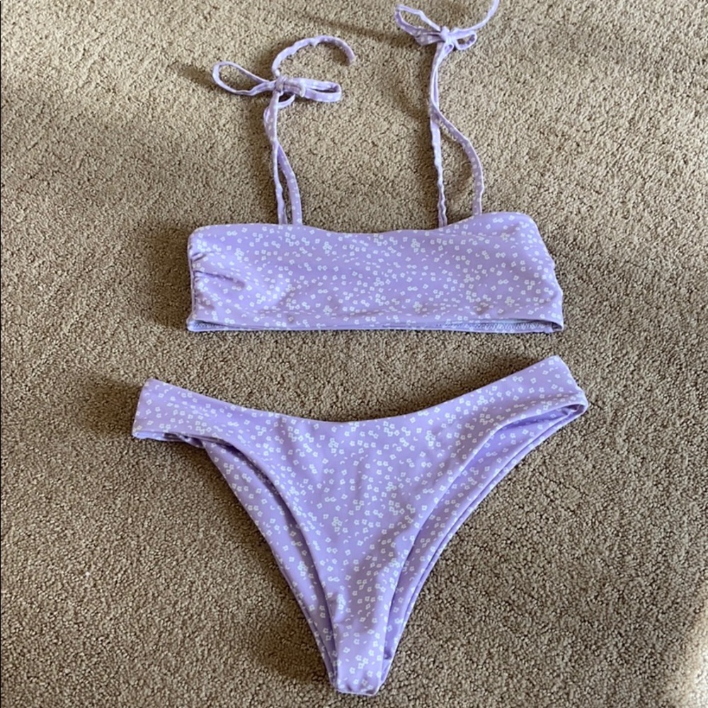 Shein floral purple bathing suit